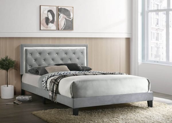 Bed king passion grey velvet