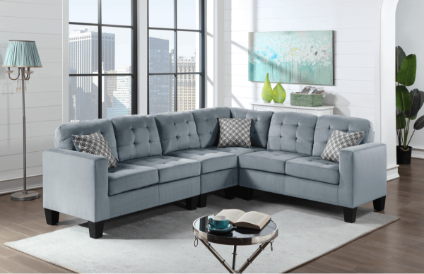 Sectional logan velvet gray