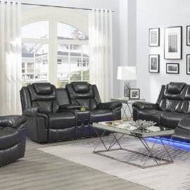 Reclining Set Alexa Grey 3pc Power