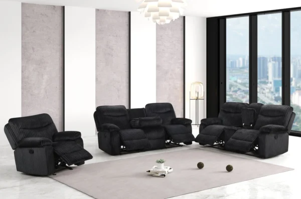 3 Piece Power Reclining Set bravo black