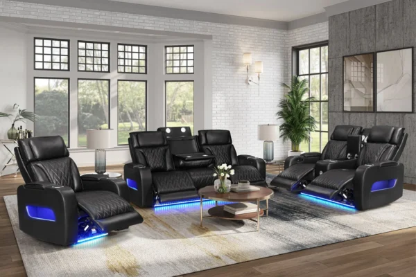 3 Piece Power Reclining Set dubai black